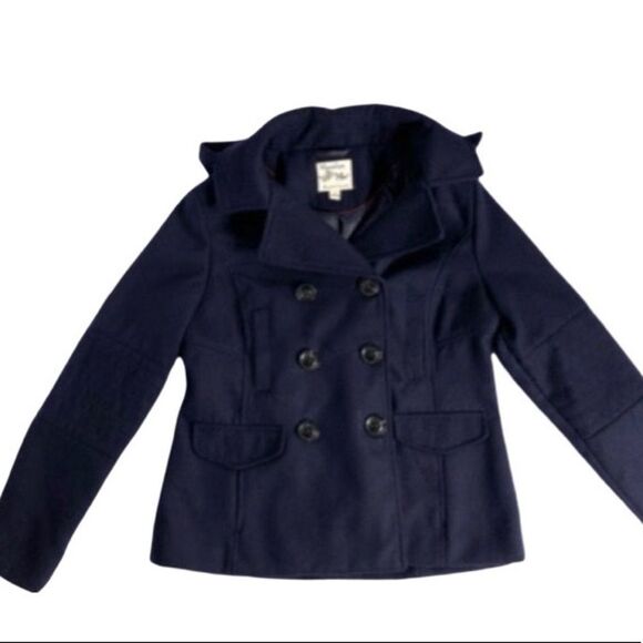 NEW Pea Coat Maralyn & Me Navy Hooded Juniors Size Large - Picture 1 of 16